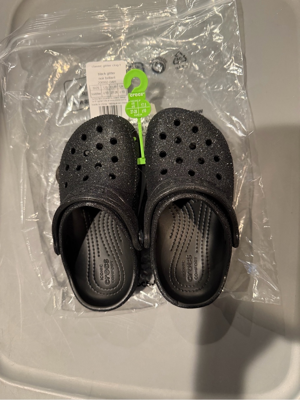 CROCS Kids Glitter Classic Clog - Black